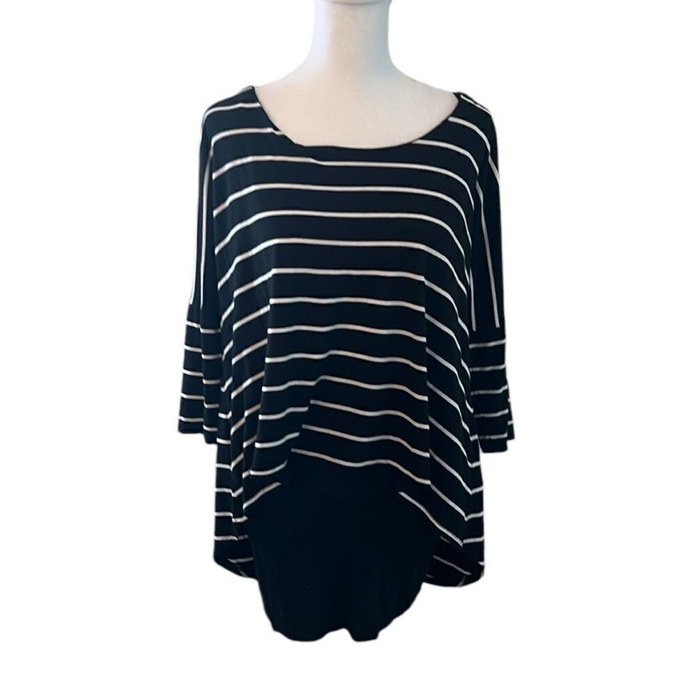 White House Black Market szXS black & white stripped long sleeve mini dress EUC